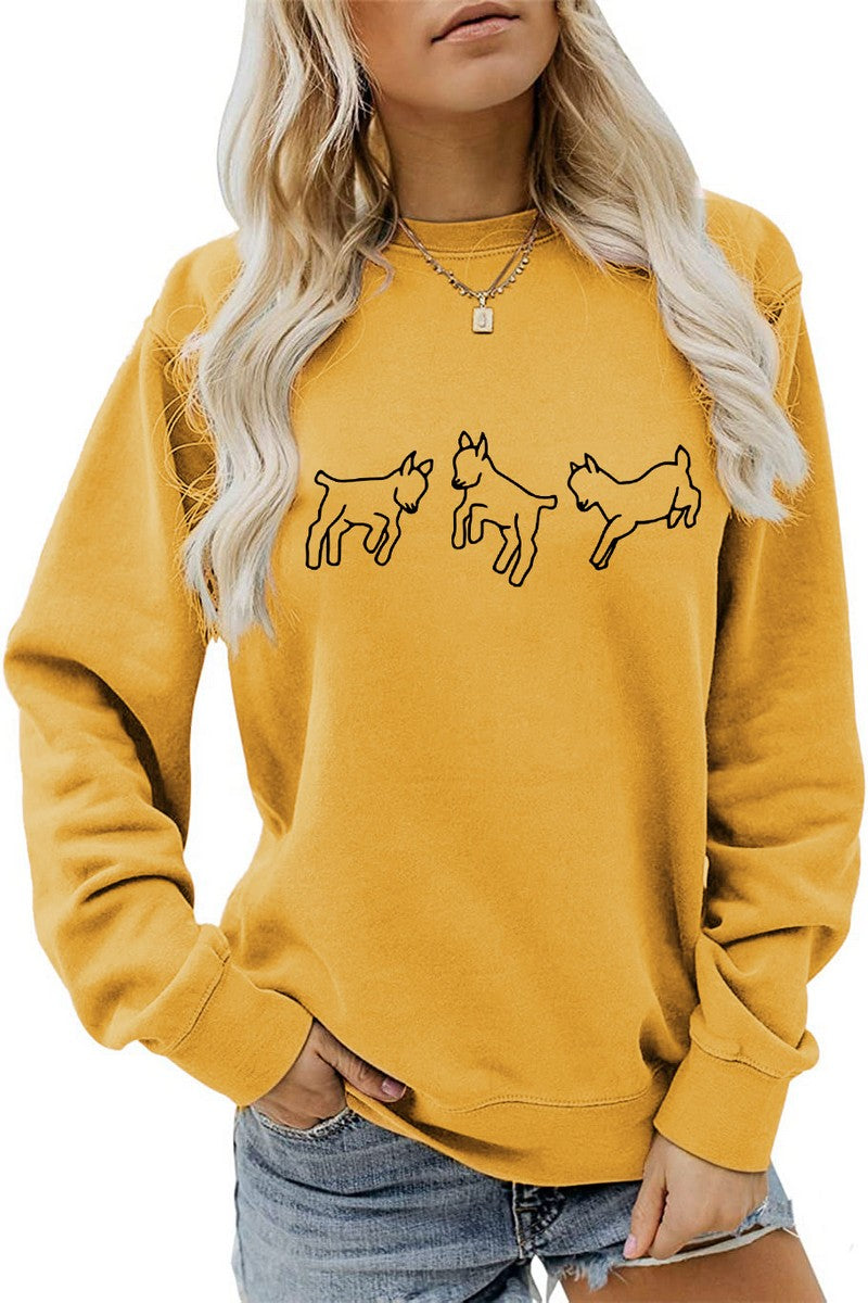 WOMEN CUTE PRINTING LONG SLEEVE FW PULLOVER TEE