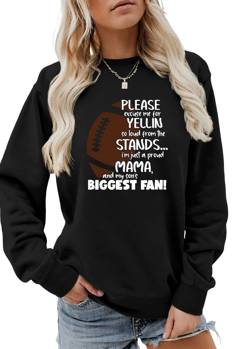 WOMEN GAME DAY PRINTING LONG SLEEVE PULLOVER