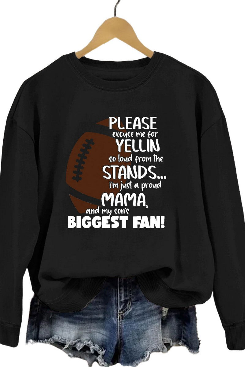 WOMEN GAME DAY PRINTING LONG SLEEVE PULLOVER