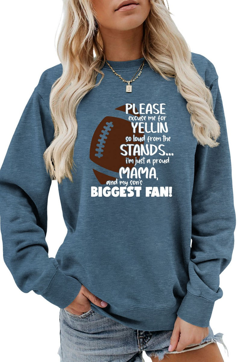 WOMEN GAME DAY PRINTING LONG SLEEVE PULLOVER