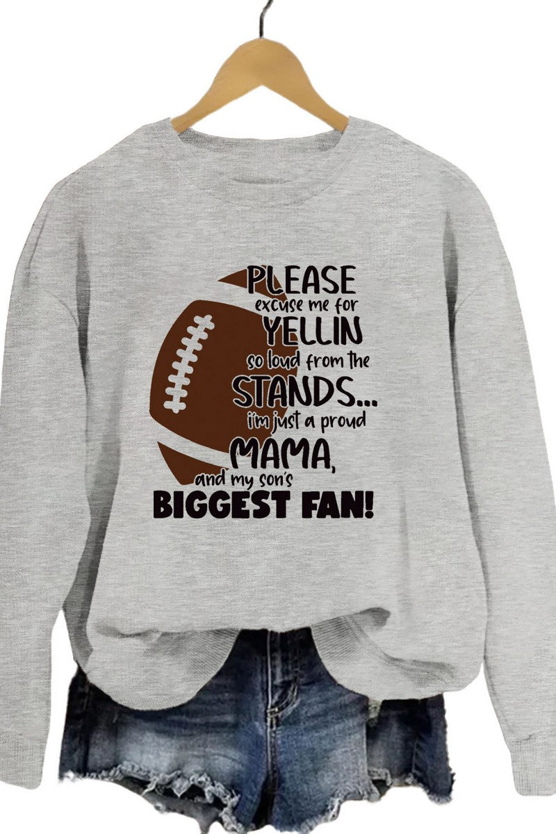 WOMEN GAME DAY PRINTING LONG SLEEVE PULLOVER