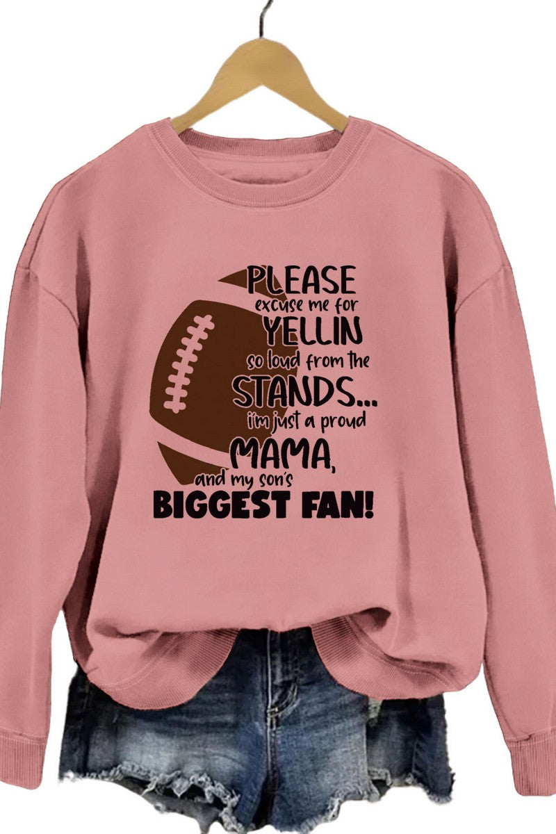 WOMEN GAME DAY PRINTING LONG SLEEVE PULLOVER