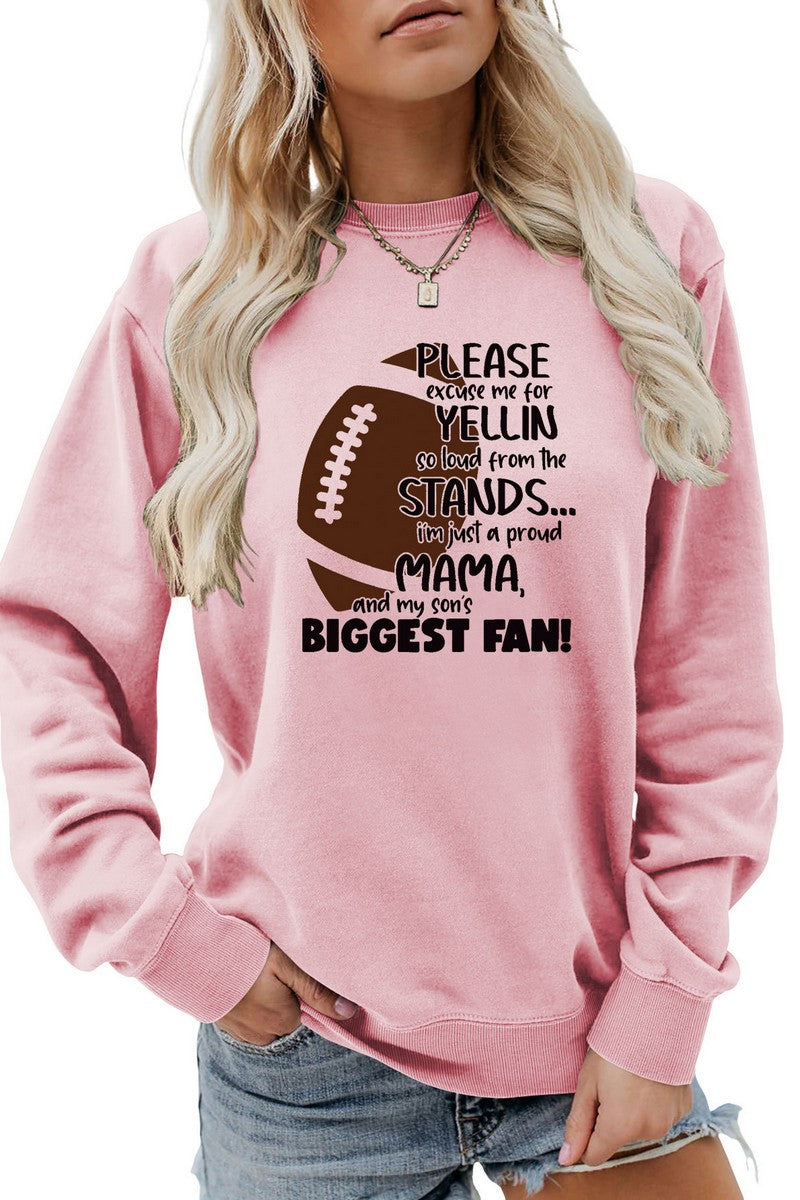 WOMEN GAME DAY PRINTING LONG SLEEVE PULLOVER