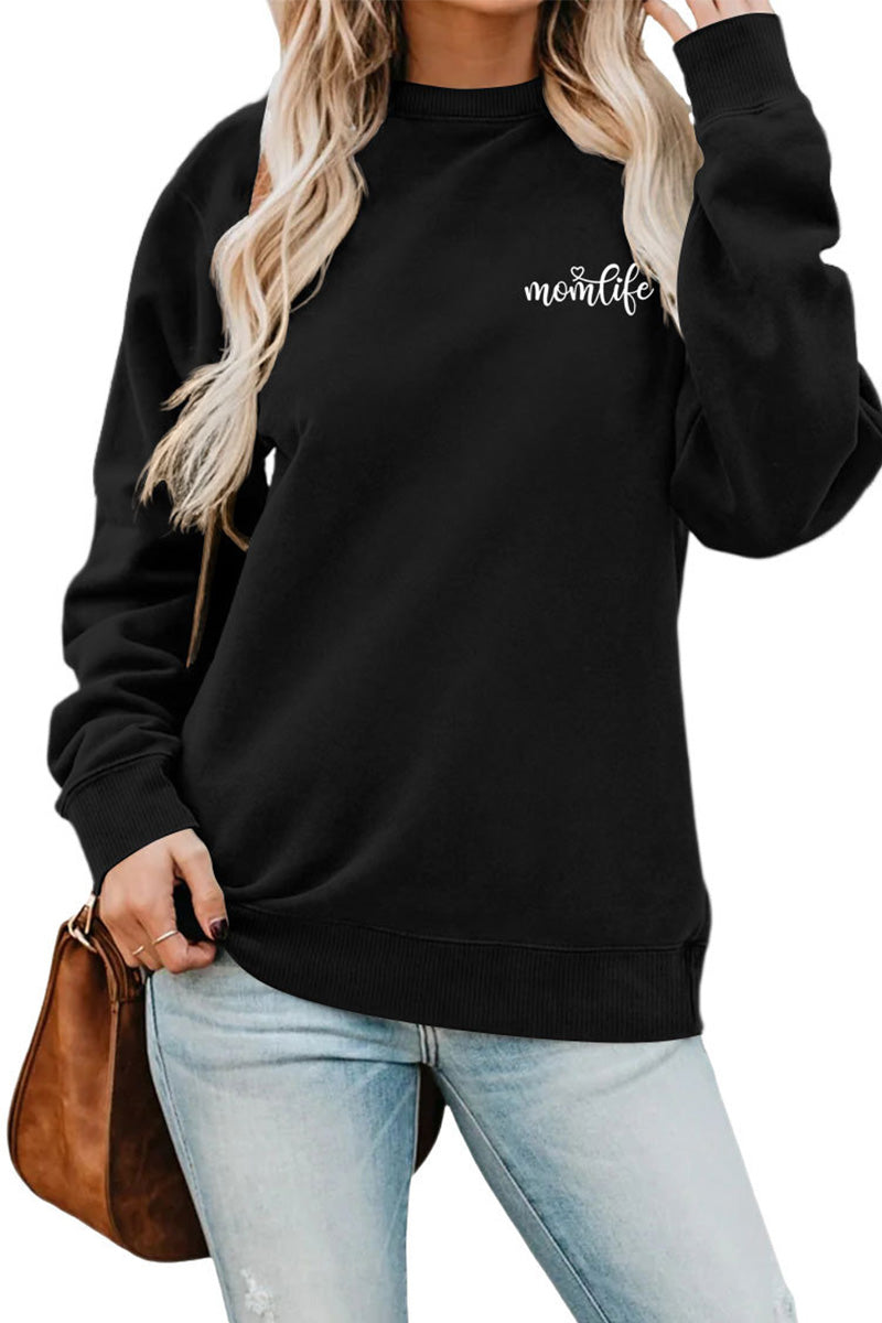 WOMEN LETTERING PRINT LOOSE FIT PULLOVER TOP