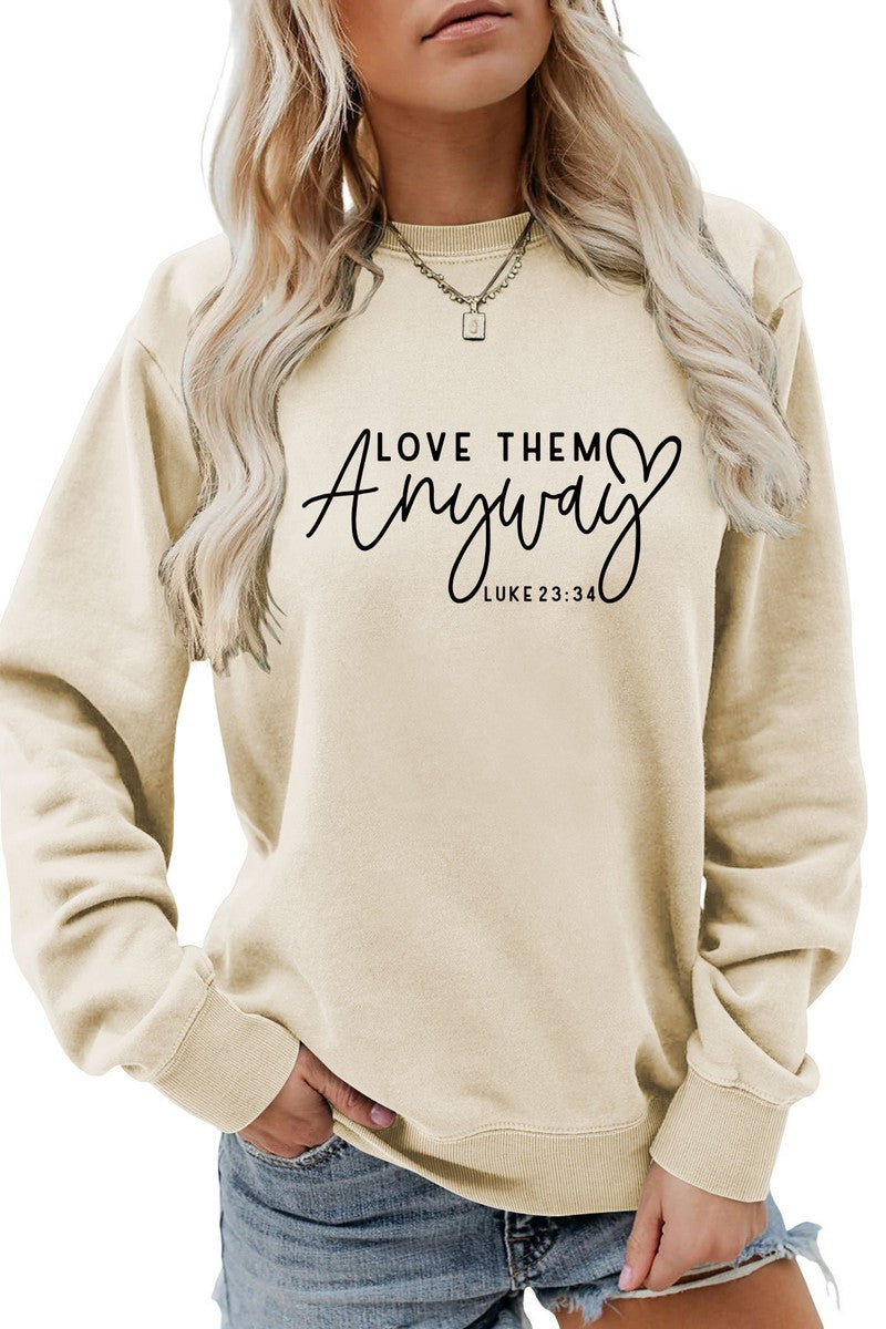 WOMEN LETTERING PRINT LONG SLEEVE PULLOVER TOP