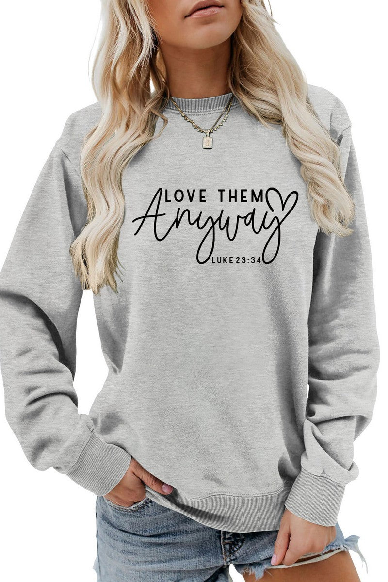 WOMEN LETTERING PRINT LONG SLEEVE PULLOVER TOP