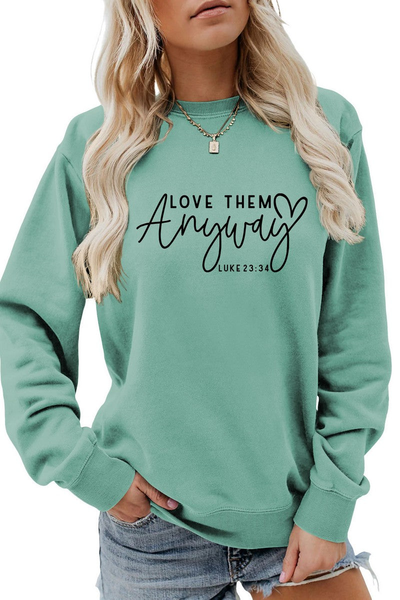 WOMEN LETTERING PRINT LONG SLEEVE PULLOVER TOP