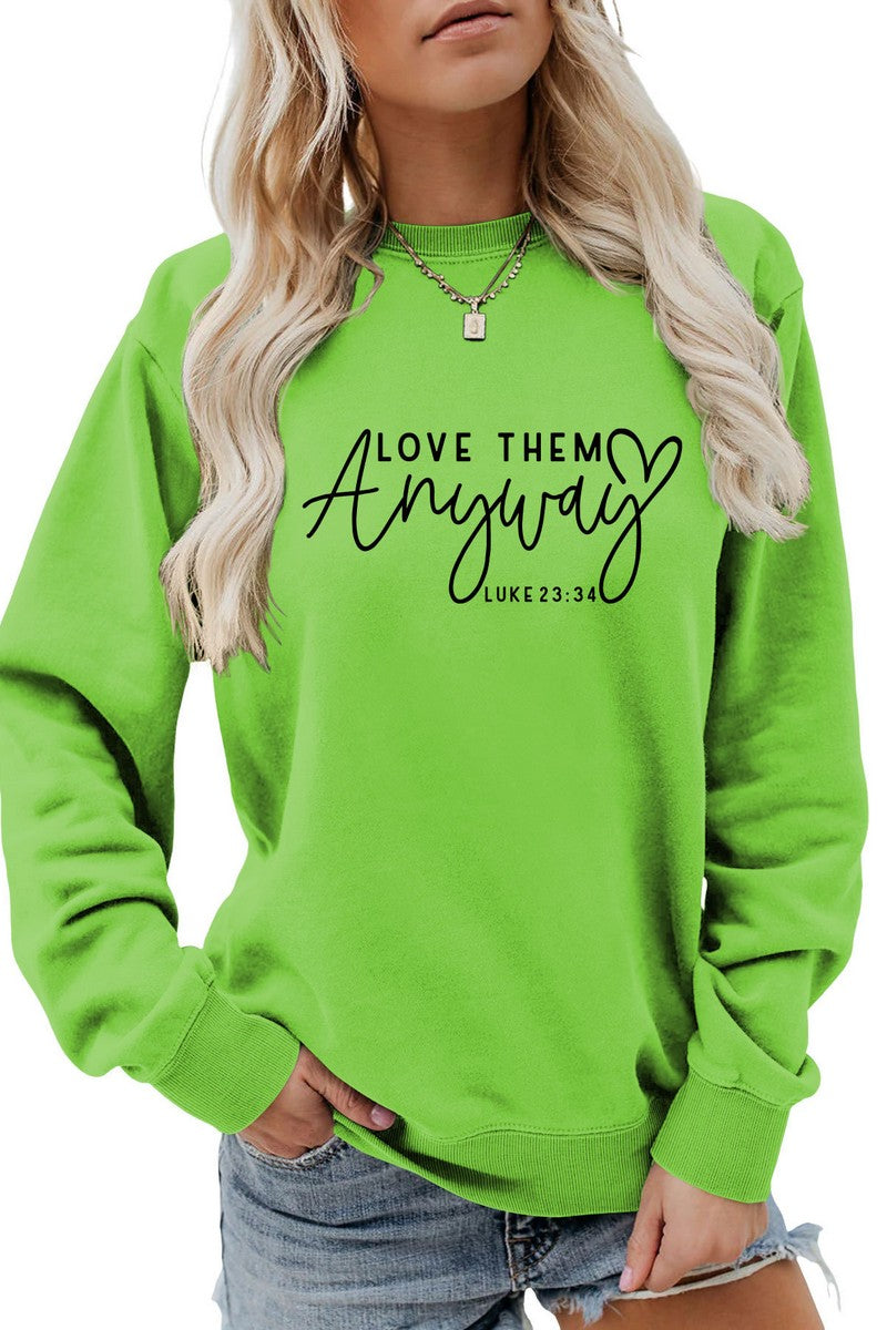 WOMEN LETTERING PRINT LONG SLEEVE PULLOVER TOP