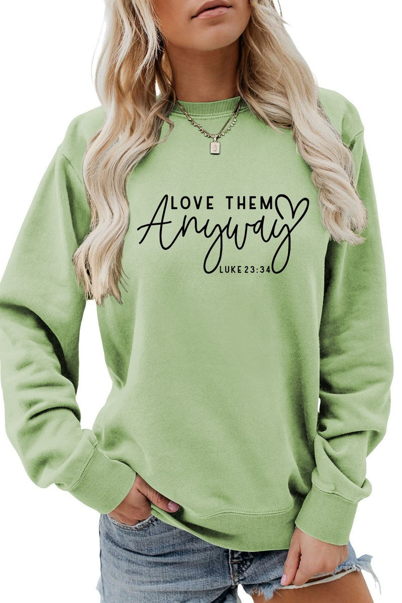 WOMEN LETTERING PRINT LONG SLEEVE PULLOVER TOP