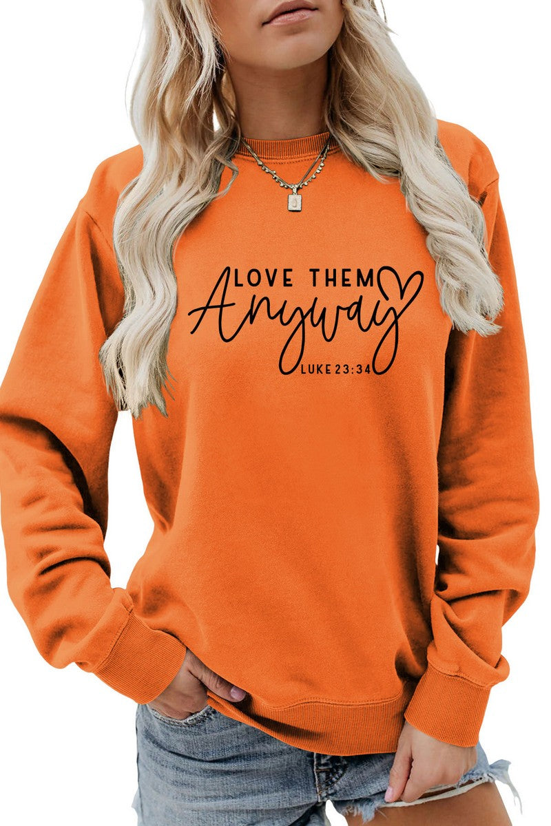 WOMEN LETTERING PRINT LONG SLEEVE PULLOVER TOP