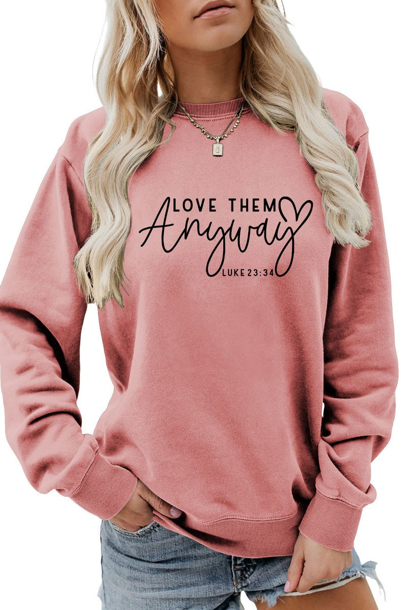 WOMEN LETTERING PRINT LONG SLEEVE PULLOVER TOP