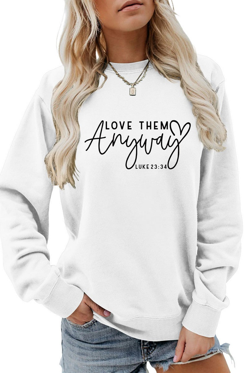 WOMEN LETTERING PRINT LONG SLEEVE PULLOVER TOP