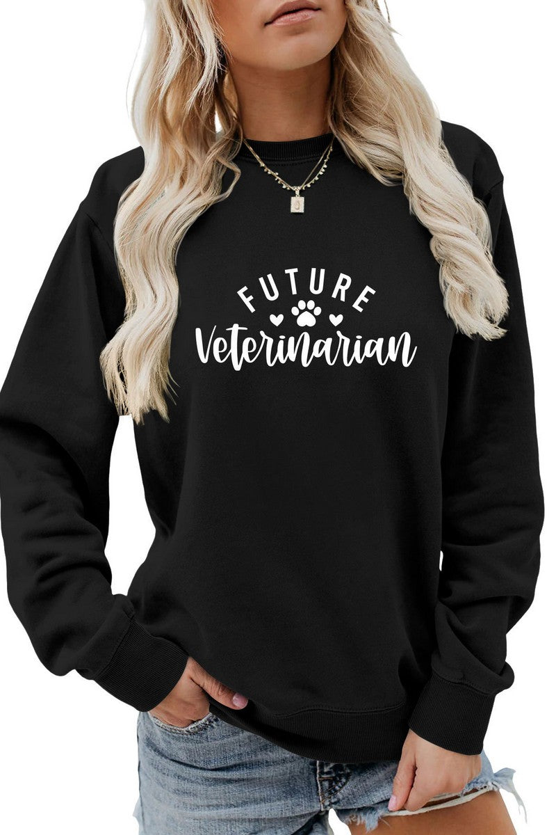 WOMEN FOOTPRINT PRINTING LONG SLEEVE PULLOVER