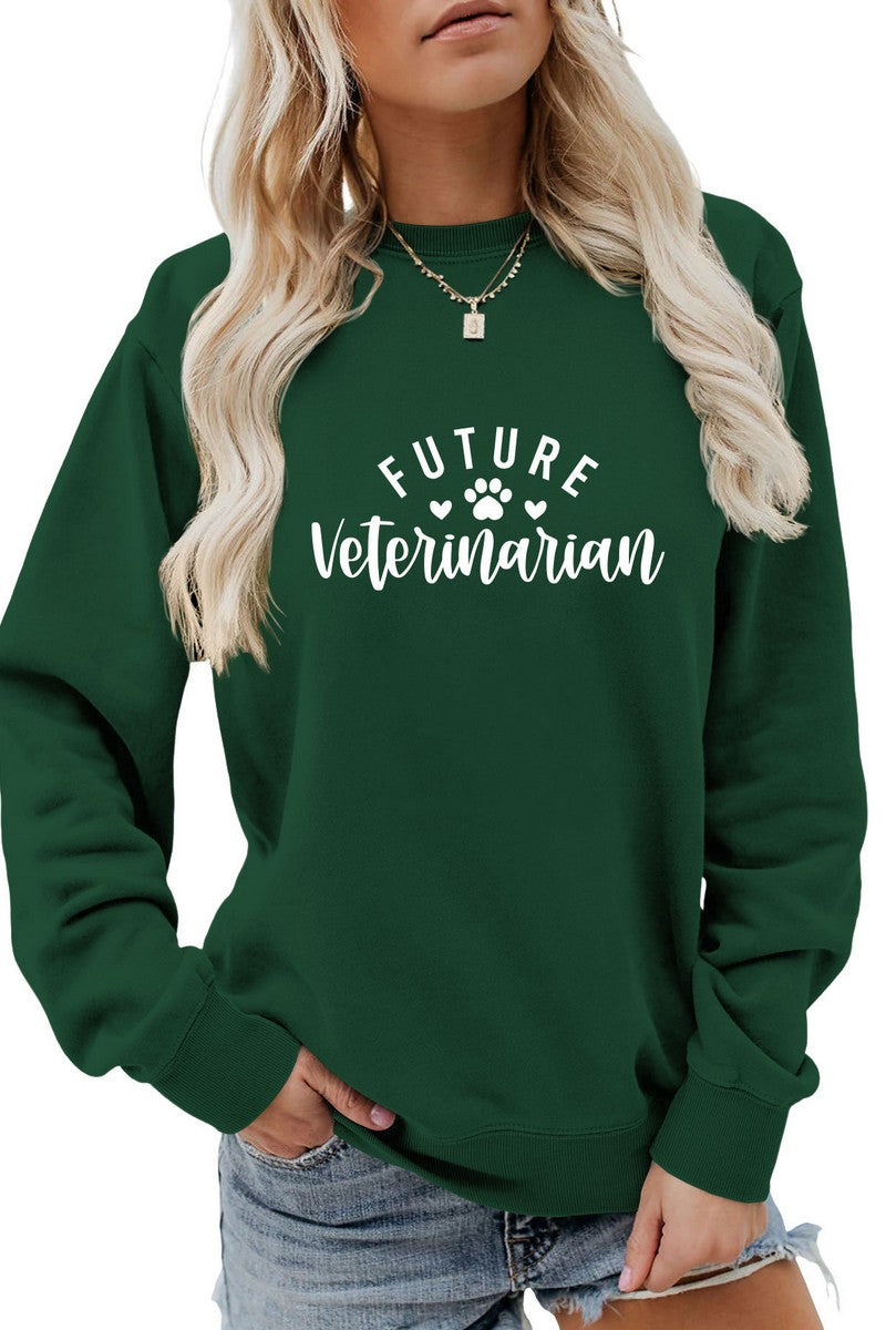 WOMEN FOOTPRINT PRINTING LONG SLEEVE PULLOVER