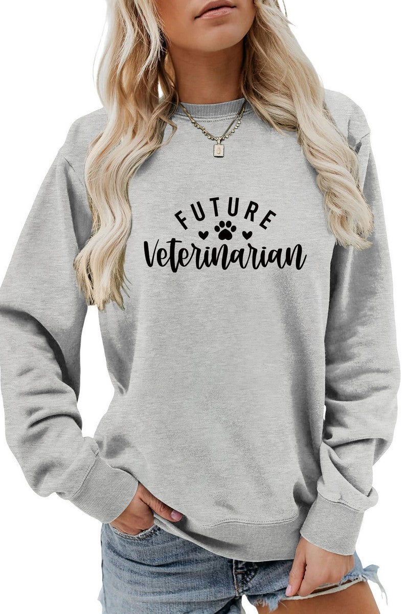 WOMEN FOOTPRINT PRINTING LONG SLEEVE PULLOVER