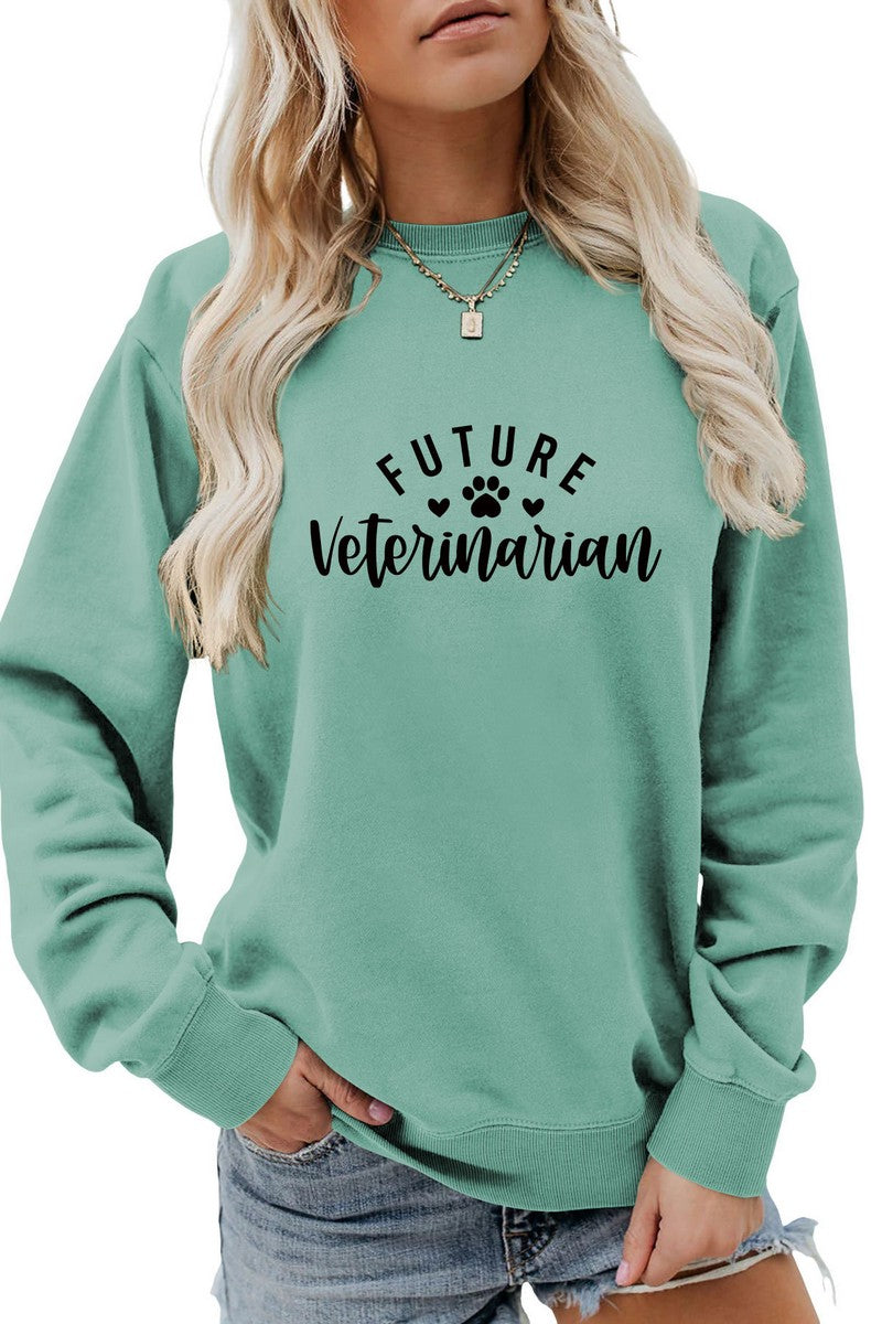 WOMEN FOOTPRINT PRINTING LONG SLEEVE PULLOVER