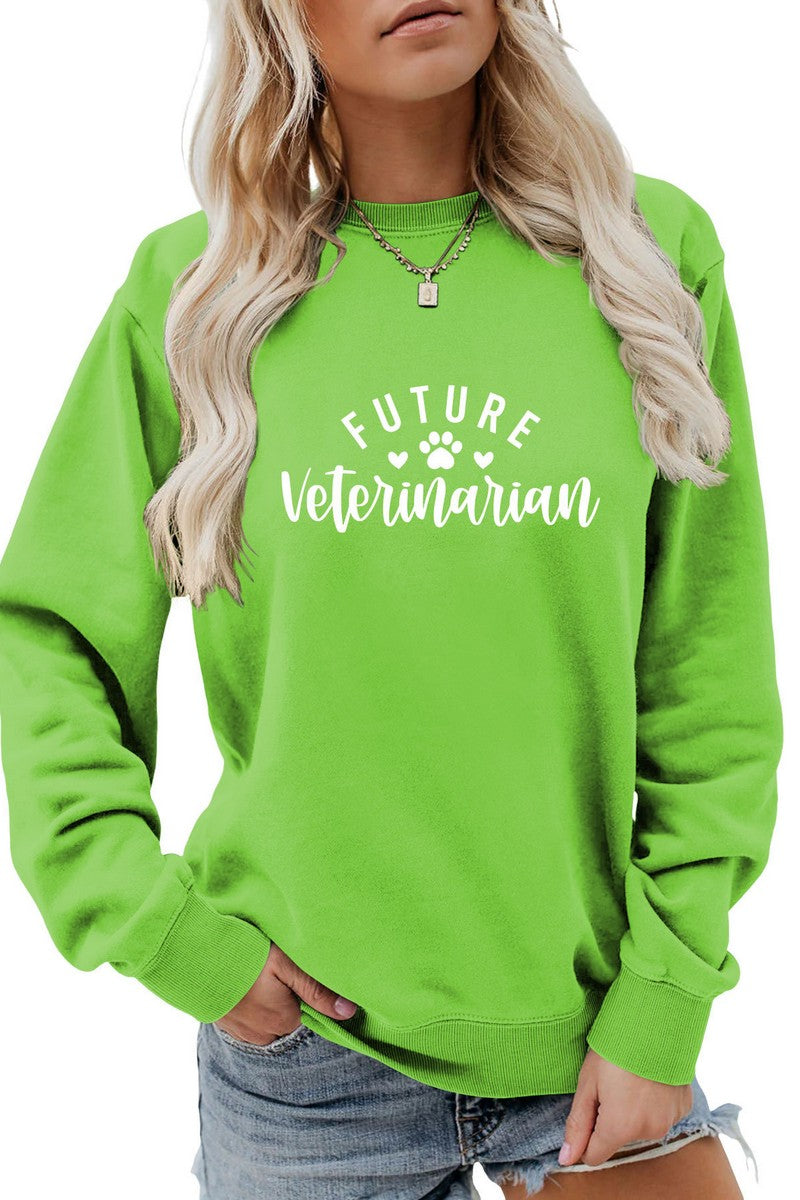 WOMEN FOOTPRINT PRINTING LONG SLEEVE PULLOVER