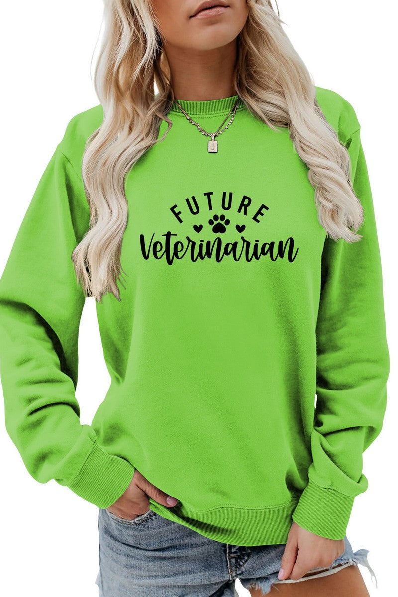 WOMEN FOOTPRINT PRINTING LONG SLEEVE PULLOVER