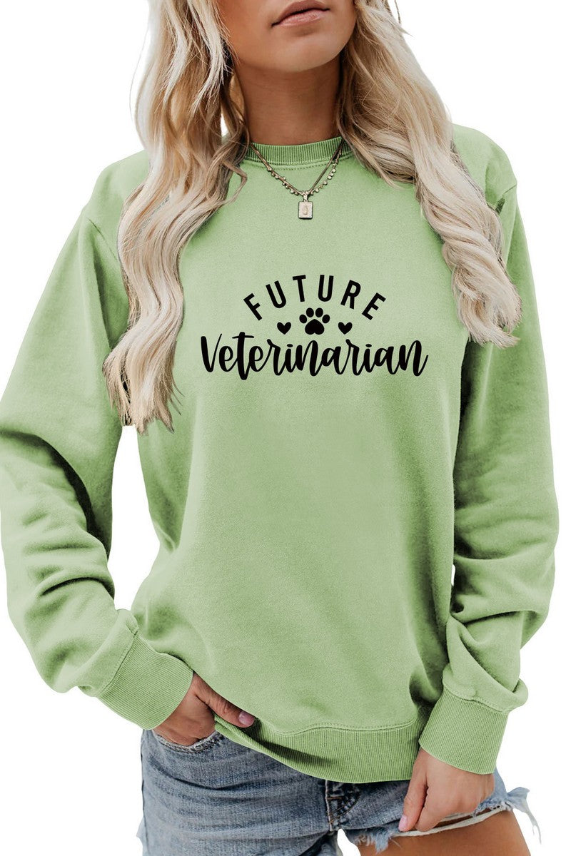 WOMEN FOOTPRINT PRINTING LONG SLEEVE PULLOVER