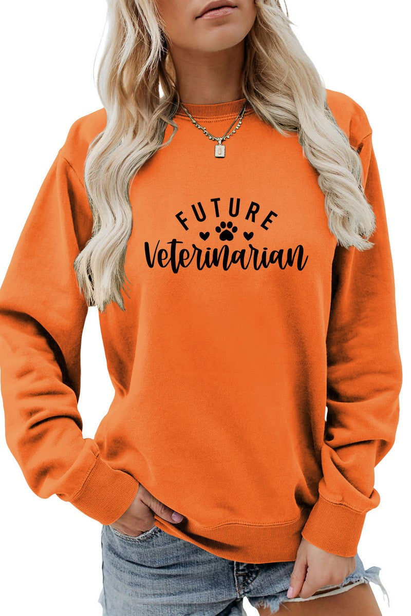 WOMEN FOOTPRINT PRINTING LONG SLEEVE PULLOVER