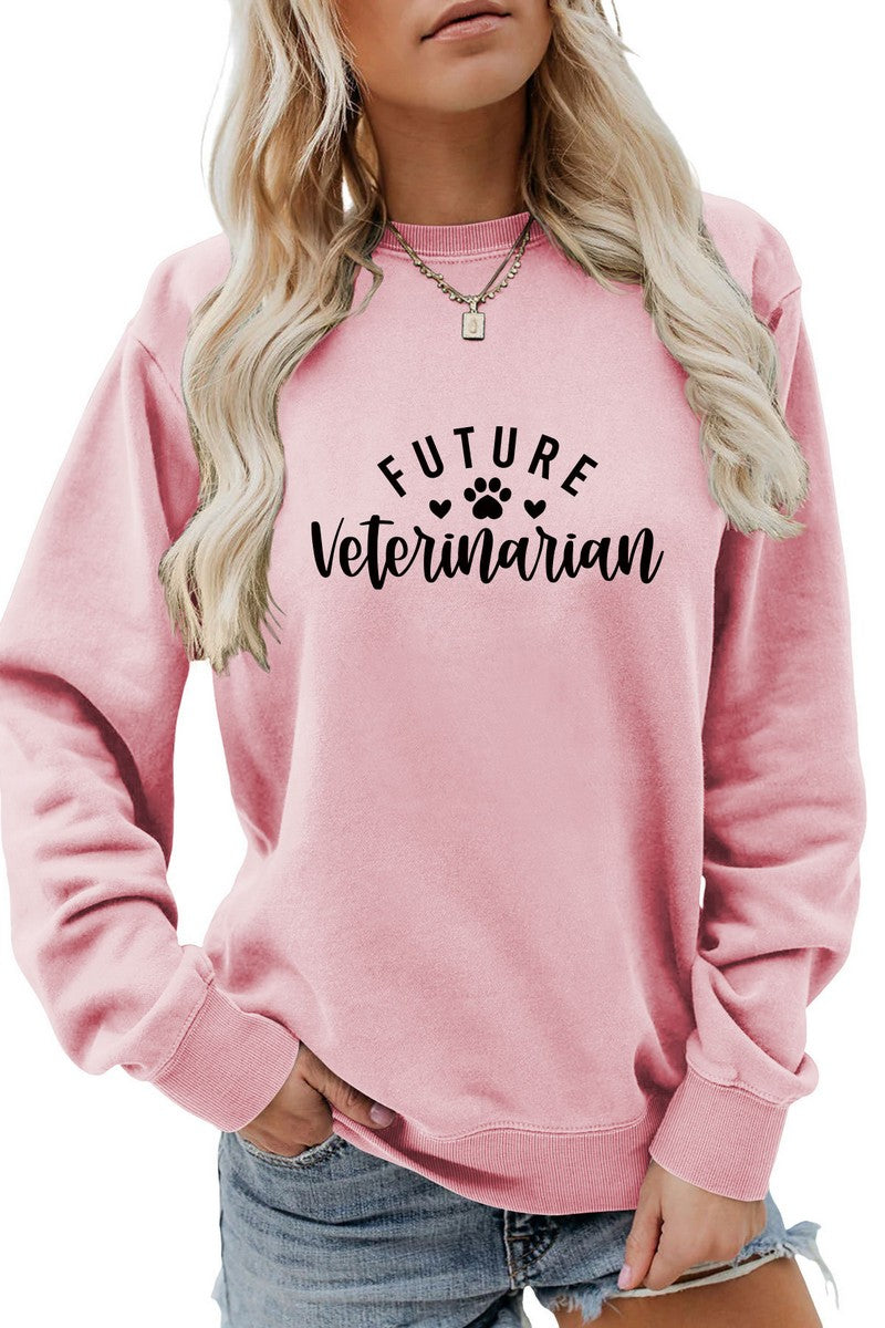 WOMEN FOOTPRINT PRINTING LONG SLEEVE PULLOVER