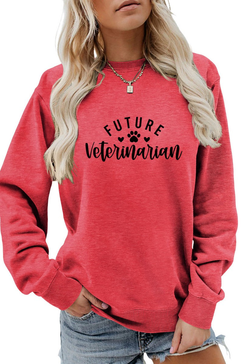 WOMEN FOOTPRINT PRINTING LONG SLEEVE PULLOVER