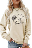 WOMEN DANDELION AND LETTER PRINTING PULLOVER