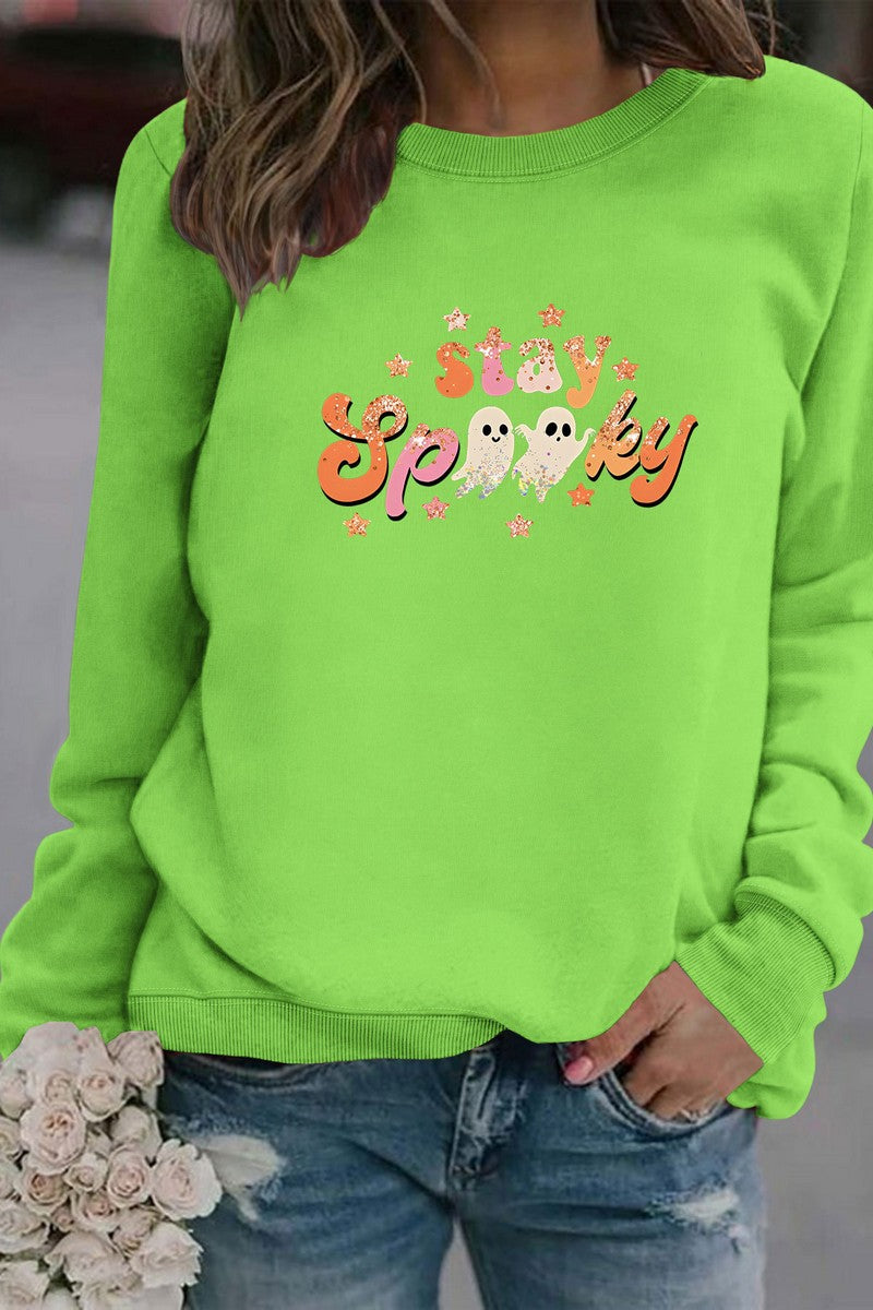 WOMEN STAY SPOOKY PRINTING PULLOVER T SHIRT