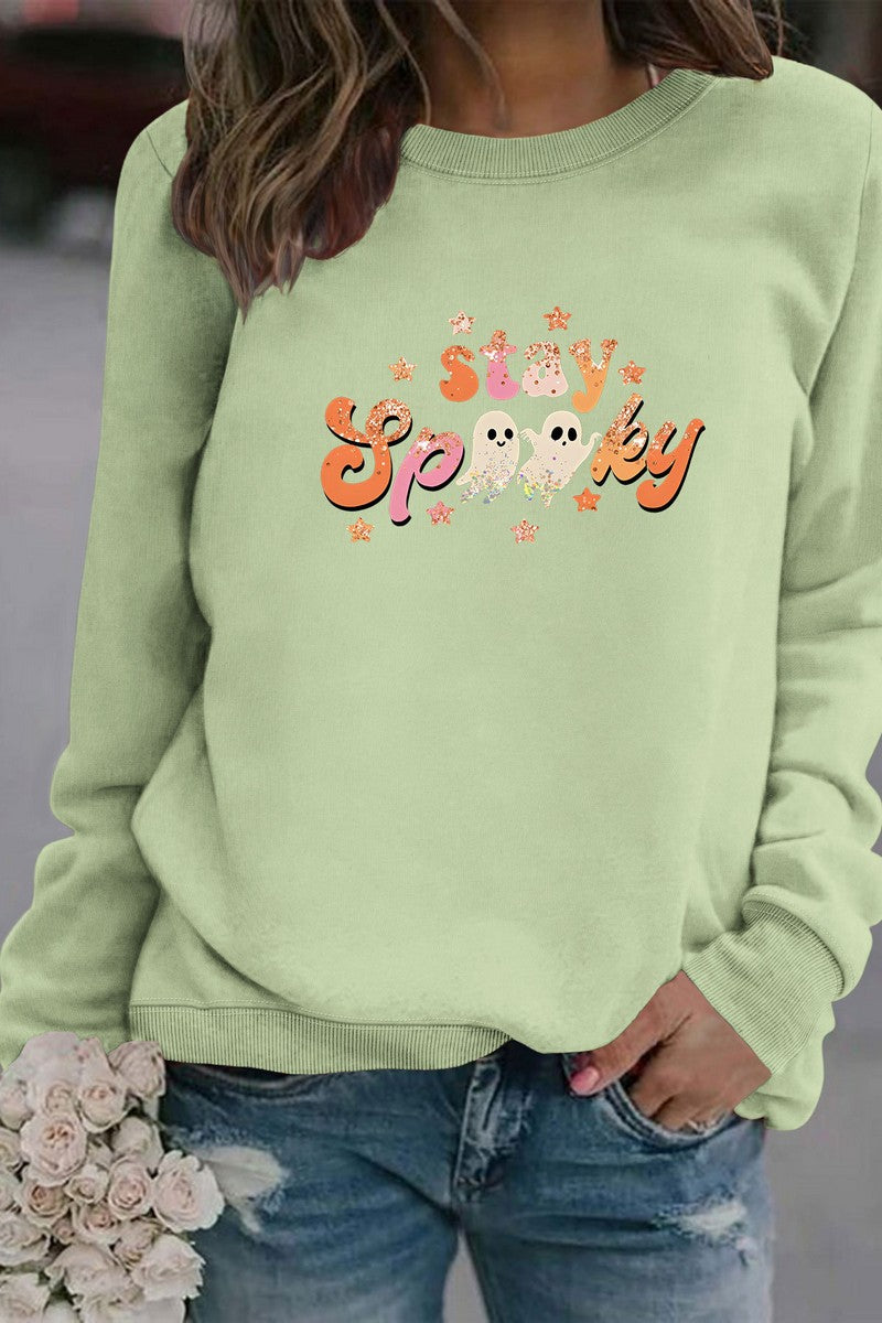 WOMEN STAY SPOOKY PRINTING PULLOVER T SHIRT