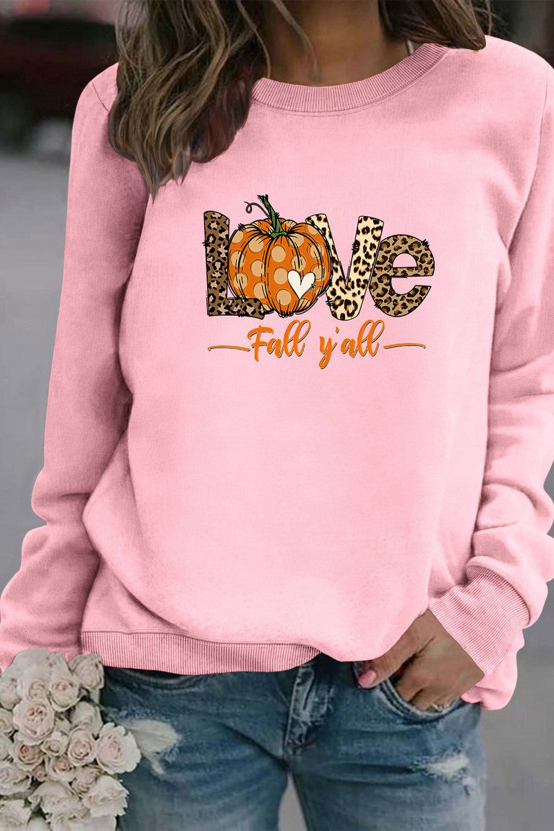 WOMEN FALL LOVE PRINTING LONG SLEEVE PULLOVER TOP