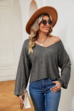 WOMEN LOOSE FIT ROUND NECK LONG SLEEVE BASIC TEE