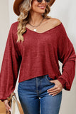 WOMEN LOOSE FIT ROUND NECK LONG SLEEVE BASIC TEE