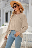 WOMEN LONG SLEEVE ROUND NECK BASIC SOLID T SHIRT