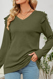 WOMEN RUFFLED ANGEL SLEEVE CASUAL T SHIRT