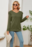 WOMEN RUFFLED ANGEL SLEEVE CASUAL T SHIRT