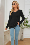 WOMEN RUFFLED ANGEL SLEEVE CASUAL T SHIRT