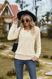 WOMEN TWIST CABLE STITCHED LONG SLEEVE TEE