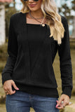 WOMEN TWIST CABLE STITCHED LONG SLEEVE TEE