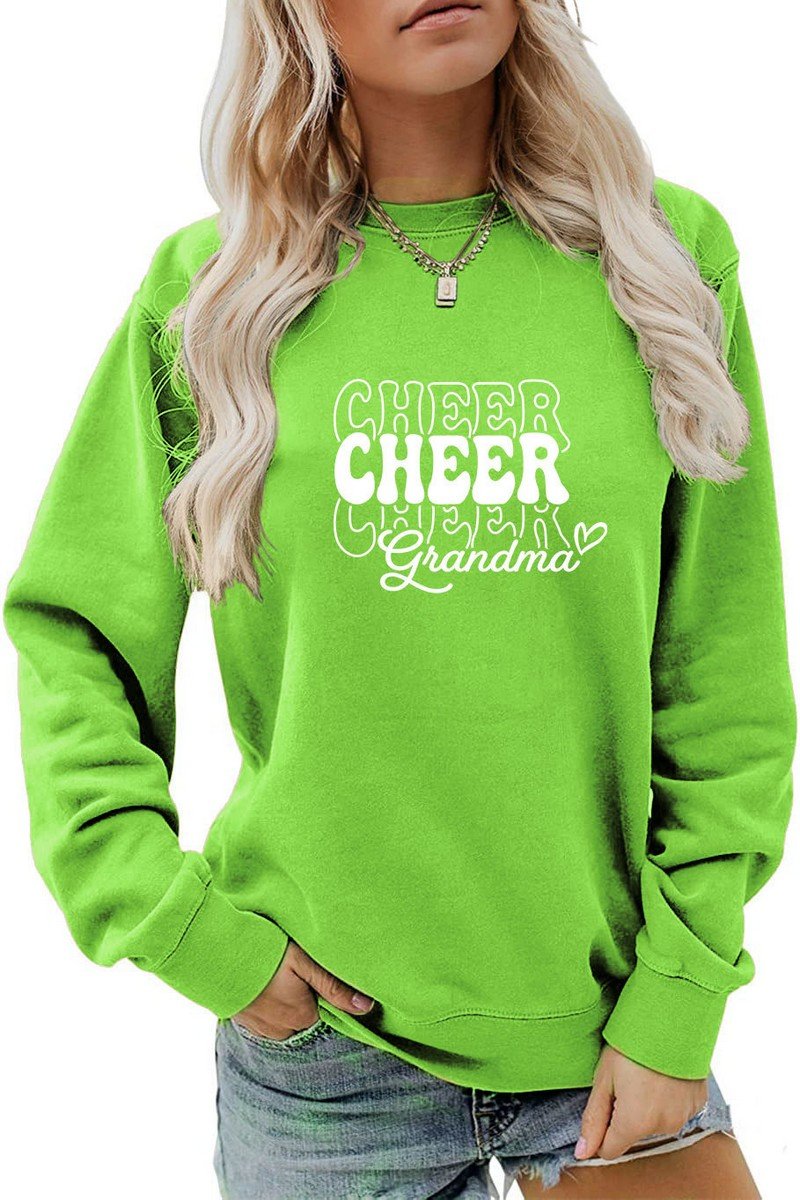 WOMEN CHEER LETTER PRINTING LOOSE FIT PULLOVER