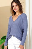 LONG SLEEVE DEEP V NECK TRENDY TUNIC TOP