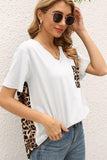 LEOPARD PATTERN BLOCKED CASUAL TOP - Doublju