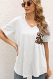 LEOPARD PATTERN BLOCKED CASUAL TOP - Doublju