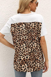 LEOPARD PATTERN BLOCKED CASUAL TOP - Doublju