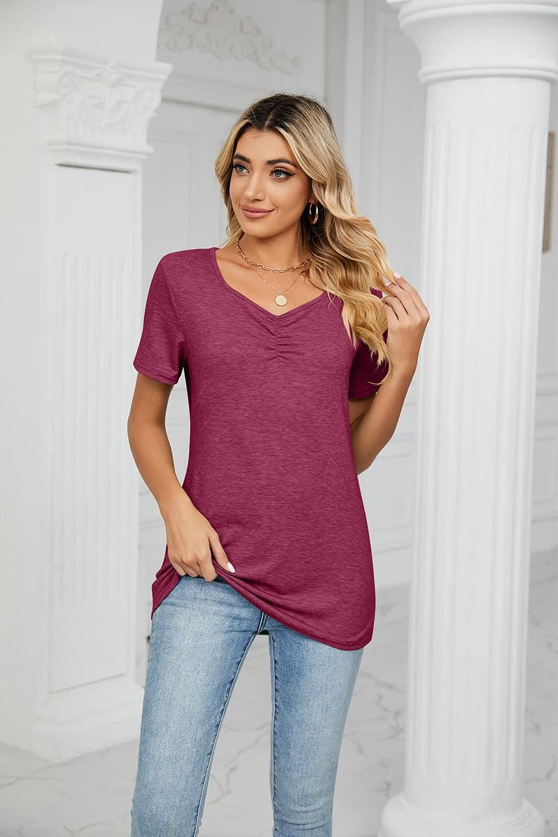 SUMMER PLEATED NEW CASUAL TOP - Doublju