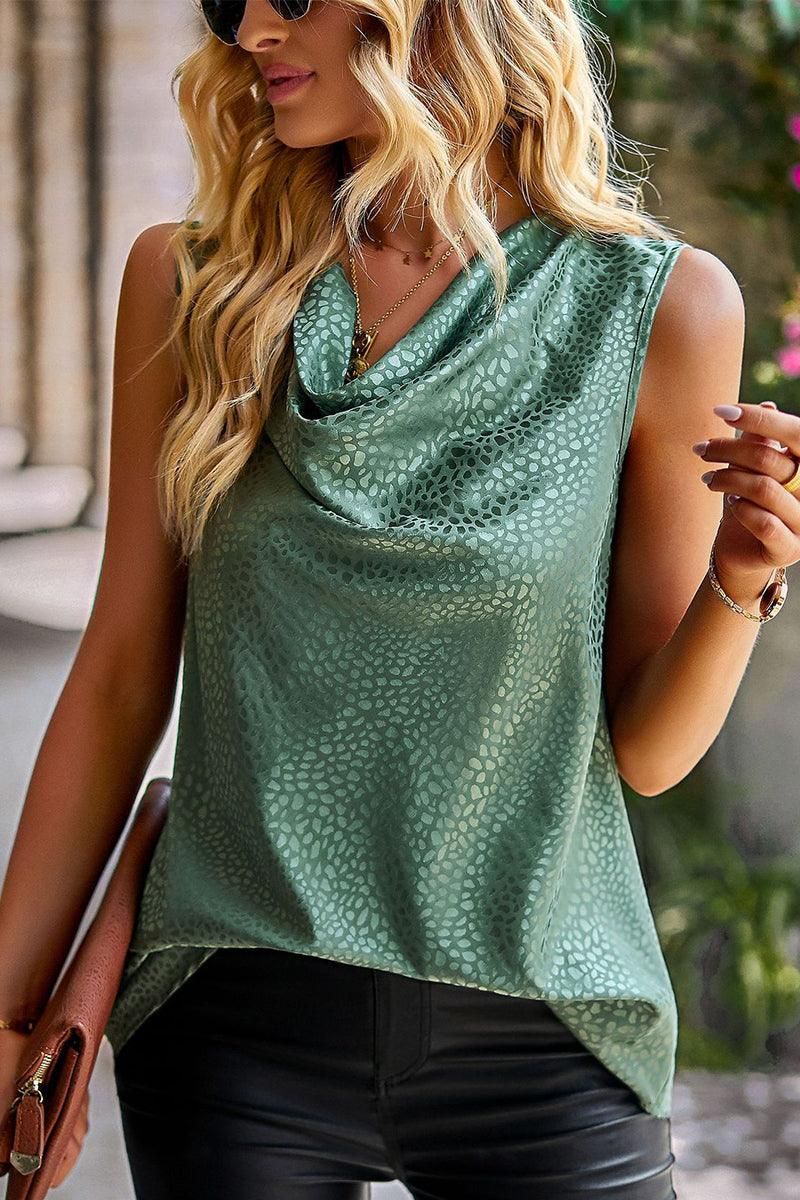 PATTERNED SLEEVELESS CASUAL TOP - Doublju