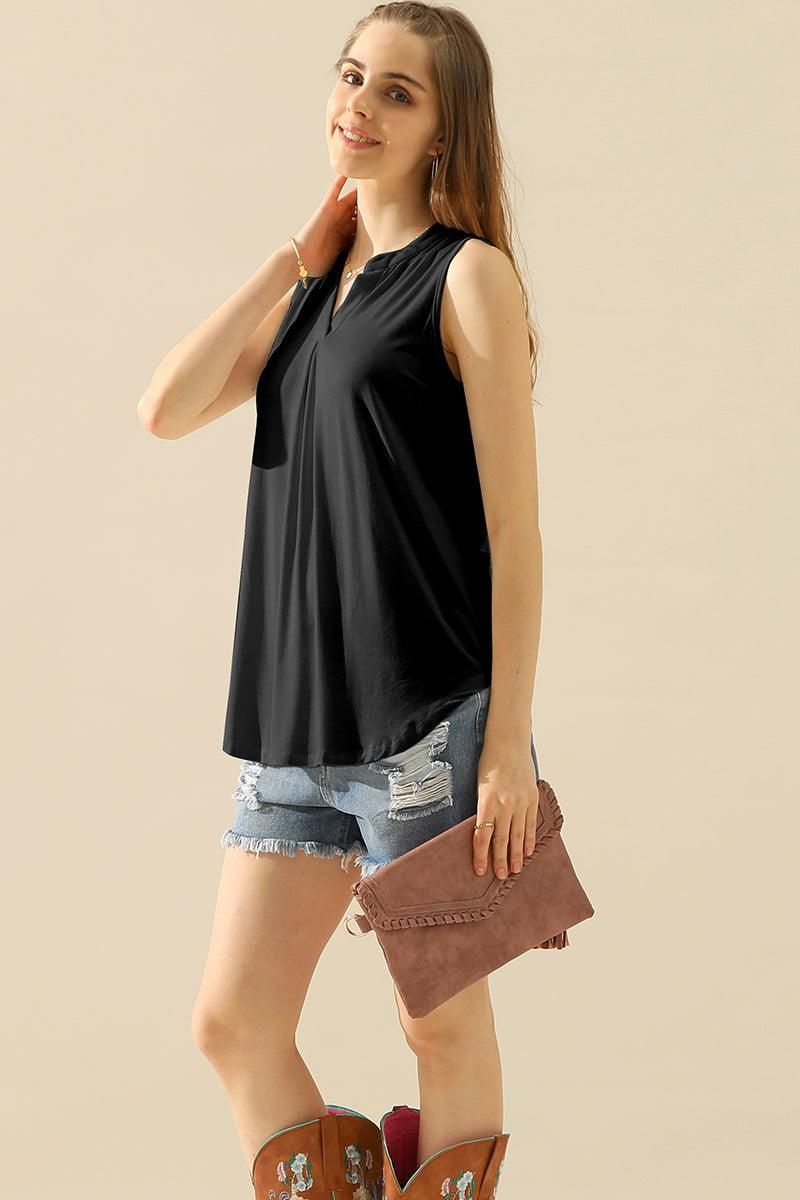 JOHNNY COLLARS SLEEVELESS BLOUSE SHIRTS TOPS - Doublju