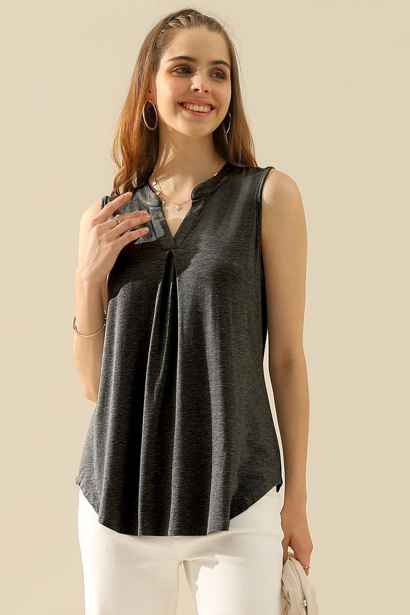 JOHNNY COLLARS SLEEVELESS BLOUSE SHIRTS TOPS - Doublju