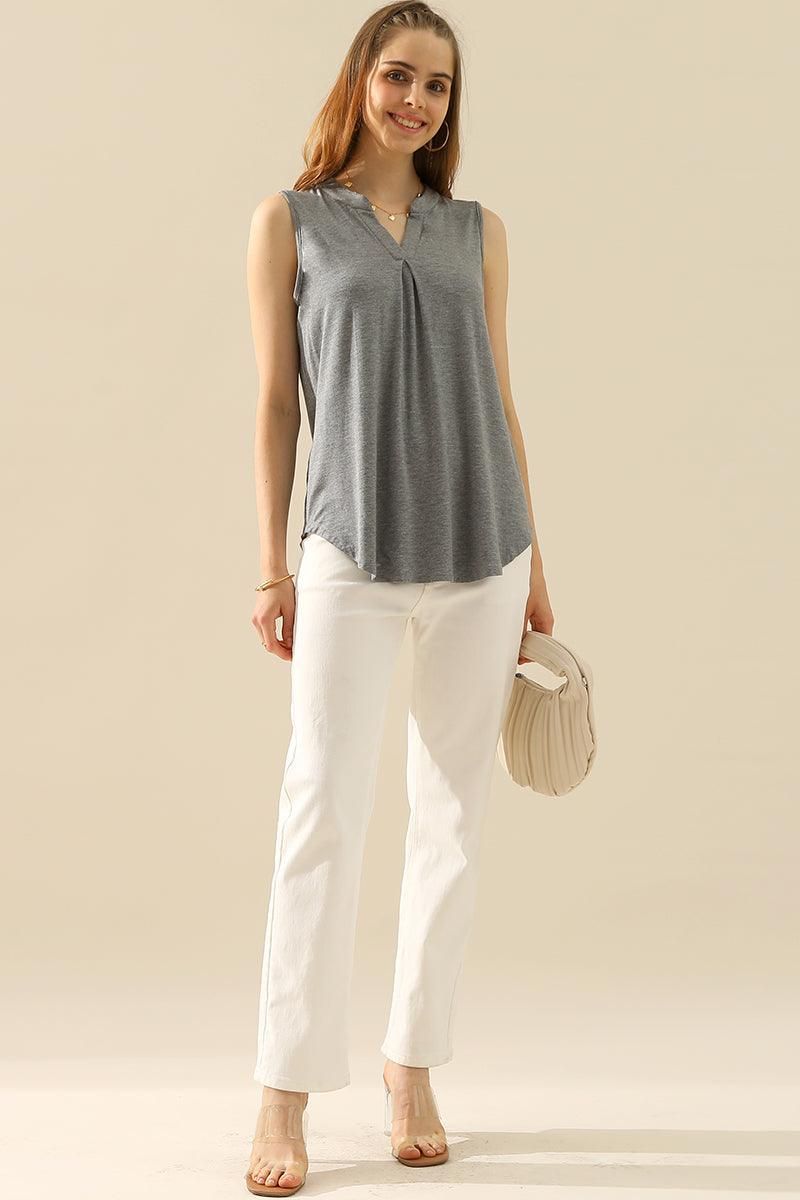 JOHNNY COLLARS SLEEVELESS BLOUSE SHIRTS TOPS - Doublju