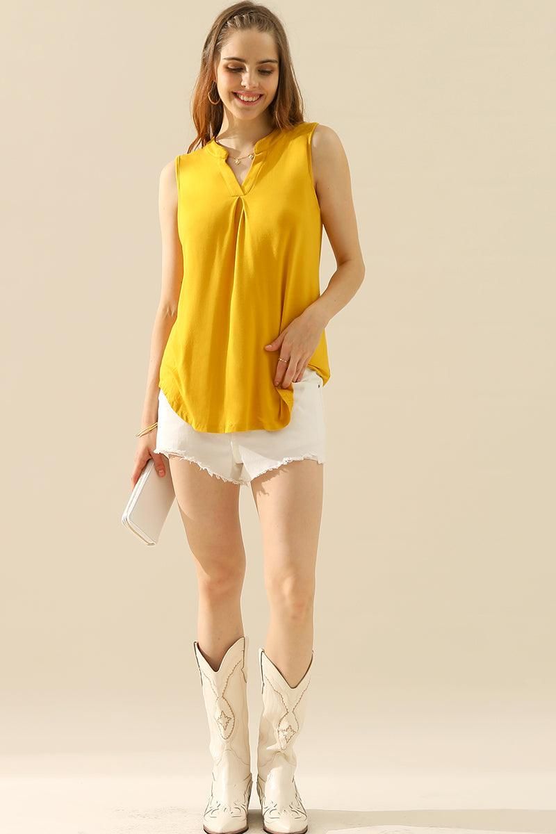 JOHNNY COLLARS SLEEVELESS BLOUSE SHIRTS TOPS - Doublju