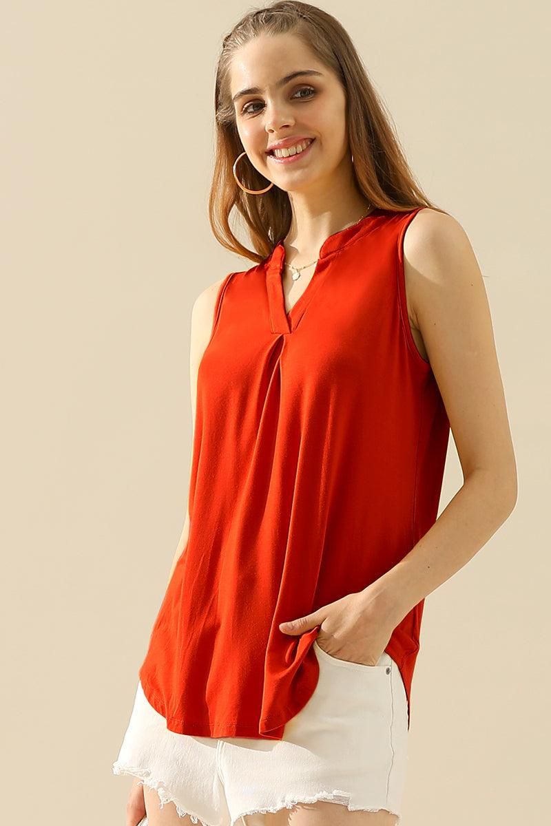 JOHNNY COLLARS SLEEVELESS BLOUSE SHIRTS TOPS - Doublju